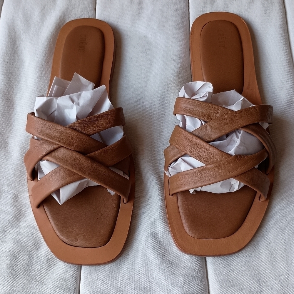 Crevo Women's Tan Leather Sandals_12